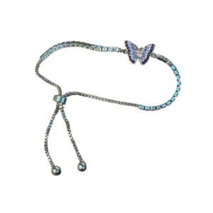 Crystal Collective Fine Silver Plated Butterfly Adjustable Bracelet